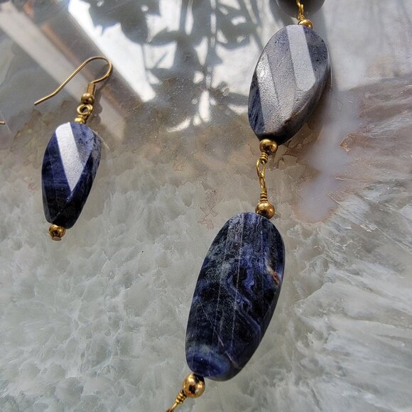 Sodalite Earrings and Necklace - Picture 3 of 3